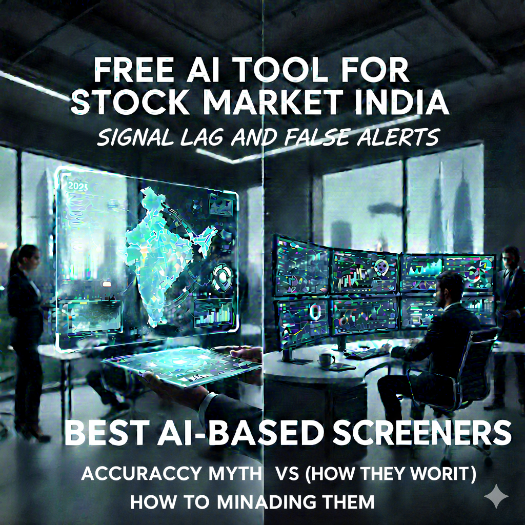 A free ai tool for stock market india can show signal lag because most signals are calculated after price moves and indicator confirmation. Since indicators use past data, the free ai tool for stock market india may alert you only after the breakout or reversal has already started, which can lead to late entries.
