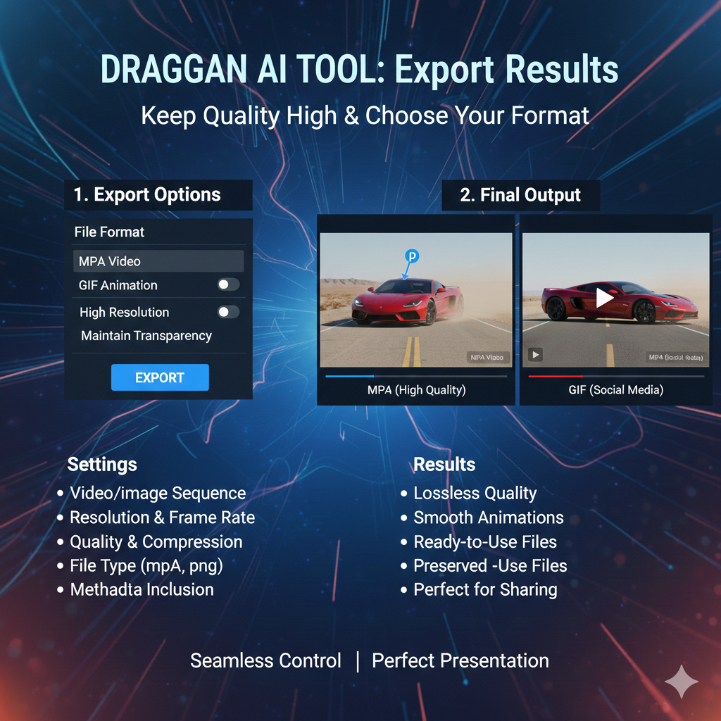 After your edits, draggan ai tool export should be done only when the image looks stable at 100% zoom. Before exporting from draggan ai tool, zoom in on edges like hair strands, jawlines, product corners, and text areas, because these spots reveal artifacts first in draggan ai tool results.
