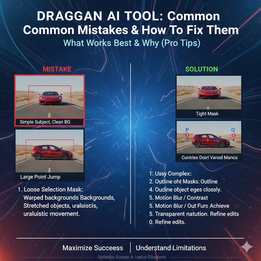 draggan ai tool works best on sharp, high-resolution images where the main subject is clearly separated from the background - clean portraits, single products, and simple objects are perfect for draggan ai tool.