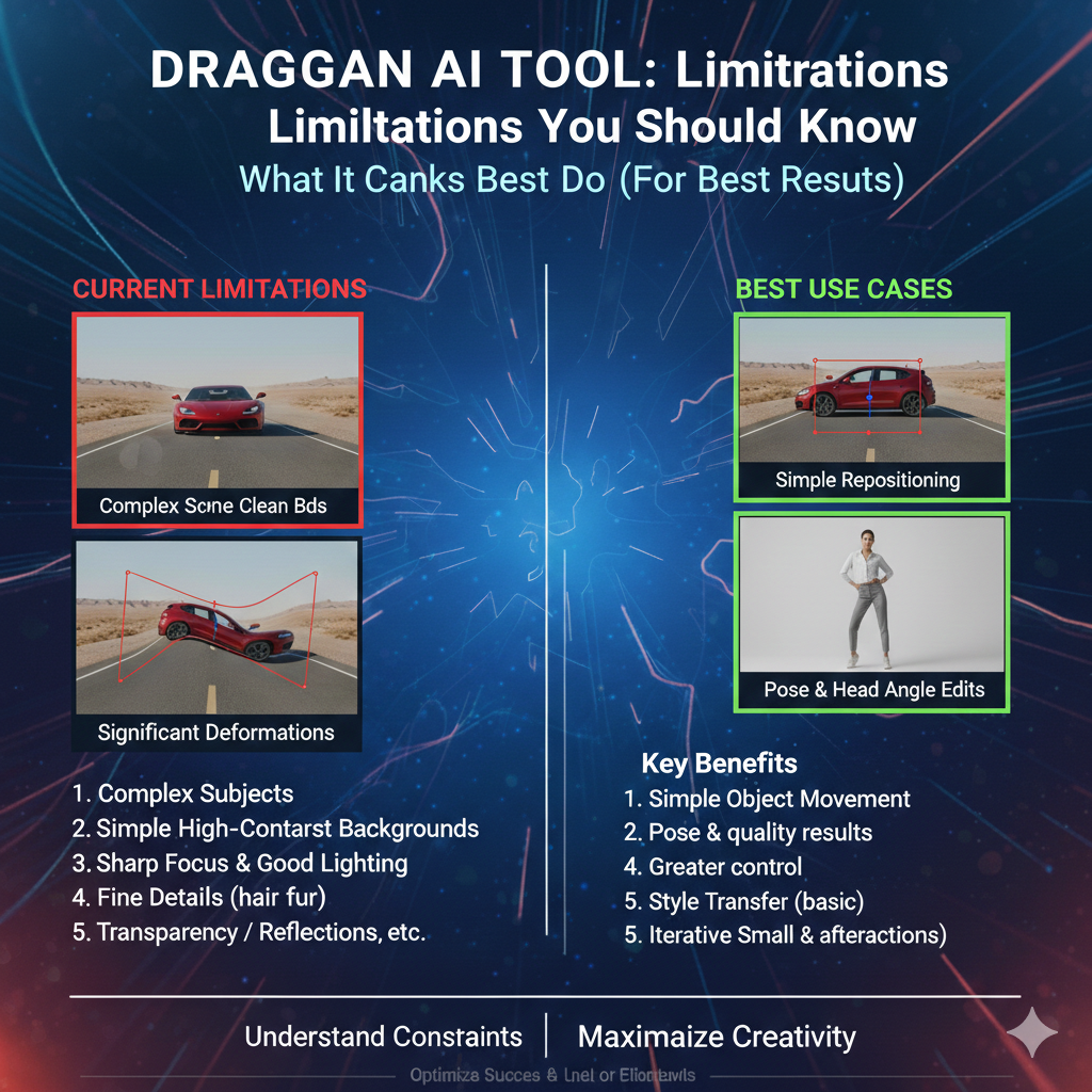 Mistake: dragging too far in one move
Fix: In draggan ai tool, do 3-6 smaller drags instead of one big drag. Smaller steps help draggan ai tool keep textures and proportions realistic, and you can stop early if draggan ai tool starts creating artifacts.